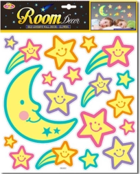 Decoración adhesiva luminosa cielo nocturno luna y estrellas