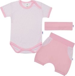 Conjunto de verano de algodón de 3 piezas NEW BABY Perfect Summer, rosa claro, talla 92