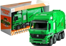 Camión de basura infantil grande verde con caja basculante abatible y contenedor de enganche