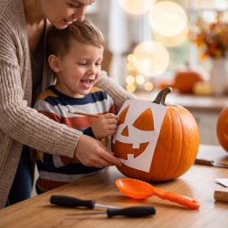 Kit para tallar calabazas con plantillas - 1 unidad
