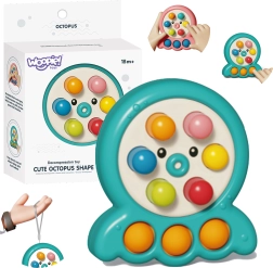 WOOPIE Juego de destreza Golpea al topo Crea con cuerda Pulpo Verde 2 en 1