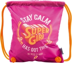Mochila deportiva rosa Super Girl con cierre de cordón