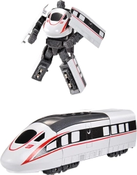 Tren bala transformable de metal – robot blanco