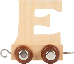 Vagón de madera con la letra E para tren de madera