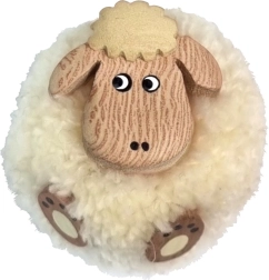 Imán de madera con pompón – oveja