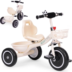 Triciclo infantil con cesta y timbre, beige, ECOTOYS