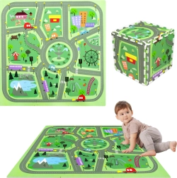 Alfombrilla de espuma Humbi calles de la ciudad 90 × 90 cm, 9 piezas