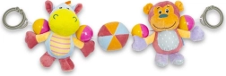 Sonajero de peluche para cochecito BABY MIX – guisante y mono