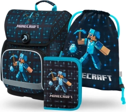 Conjunto escolar BAAGL ERGO MINECRAFT Blue Axe – mochila, estuche y bolsa