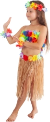 Falda hawaiana infantil natural 45 cm
