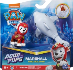 Paw Patrol Aqua Pups – figura de Marshall y delfín con cola articulada
