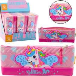 Estuche escolar con unicornio rosa 20 x 8,5 cm