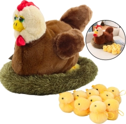Gallina de peluche con pollitos y nido – set de 10 uds