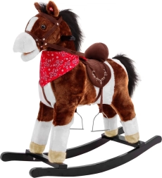 Caballito balancín de peluche para niños con funciones interactivas, marrón oscuro