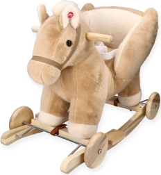 Caballo balancín Pegaso beige con asiento y ruedas