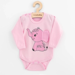 Body infantil de manga larga NEW BABY Happy Elephant rosa