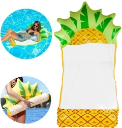 Hamaca acuática inflable con forma de piña y red de nylon para piscina y playa