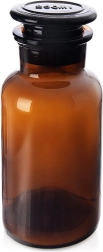 Tarro de vidrio ámbar con boca ancha y tapón, 250 ml
