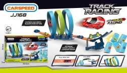 Pista de carreras con bucle pronunciado y triple looping