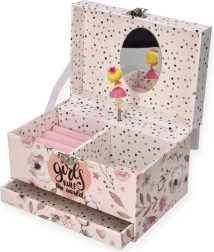 Joyero con caja de música Ballerina – rosa floral