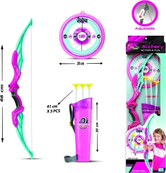 Juego de tiro con arco rosa para niños con accesorios