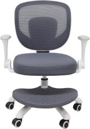Silla infantil giratoria para escritorio con reposapiés, gris