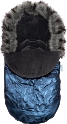 Saco de invierno de lujo con ribete de pelo New Baby azul