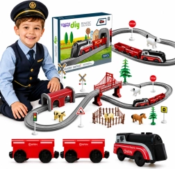 Tren eléctrico WOOPIE con vías y granja, 70 piezas