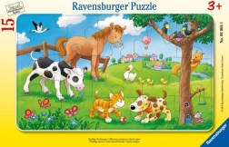 Puzle de 15 piezas amantes de los animalitos adorables RAVENSBURGER