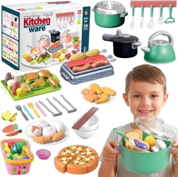 Juego de cocina Woopie para cocinar y cortar, 108 piezas, verde