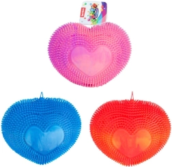 Corazón apretable puffer – juguete antiestrés arcoíris de silicona suave 18 cm