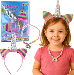 Set infantil de unicornio Dream Unicorn – diadema con cuerno y collar colorido