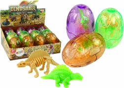 Gran huevo de dinosaurio transparente con 2 figuras, 9 cm