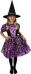 Disfraz infantil de bruja morado y negro