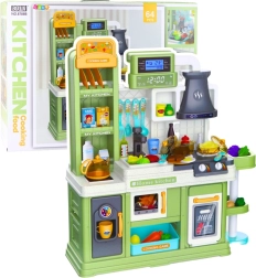 Cocina infantil con circulación real de agua, vapor y cambio de color de los alimentos, verde, 64 piezas