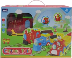 Locomotora interactiva para niños 3+ con luces, sonidos y elementos móviles, 2 vagones y accesorios