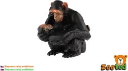 Figura de una hembra de chimpancé común con su cría