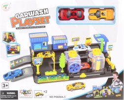 Lavadero de coches de juguete con estación y 2 coches deportivos