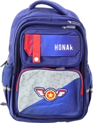 Mochila escolar con parche y correa pectoral azul 20L