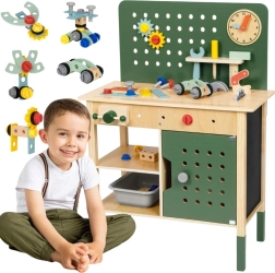 Woopie green taller infantil de madera con herramientas STEM