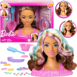 Cabeza de Barbie para peinar y estilizar con accesorios, 20 piezas
