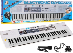 Set de teclado infantil blanco con micrófono, grabación y altavoces estéreo