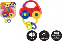 Sonajero con forma de coche con luz y sonido, plástico, 10 × 11 cm, a pilas, 3m+