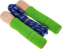 Cuerda para saltar infantil con mangos de madera y puntas de goma