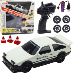 Coche de carreras radiocontrol 4WD con ruedas intercambiables blanco