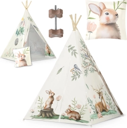 Teepee infantil NUKIDO – motivos forestales beige