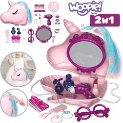 Tocador infantil 2 en 1 salón de belleza en bolso unicornio WOOPIE