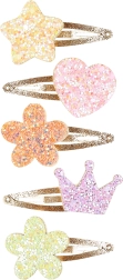 Horquillas para el pelo infantiles Carolina - doradas con adornos, 5 uds