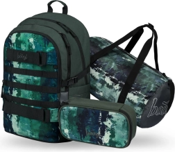 Set BAAGL Skate Forest: mochila, estuche y bolsa deportiva