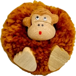 Mono magnético de madera con pompón